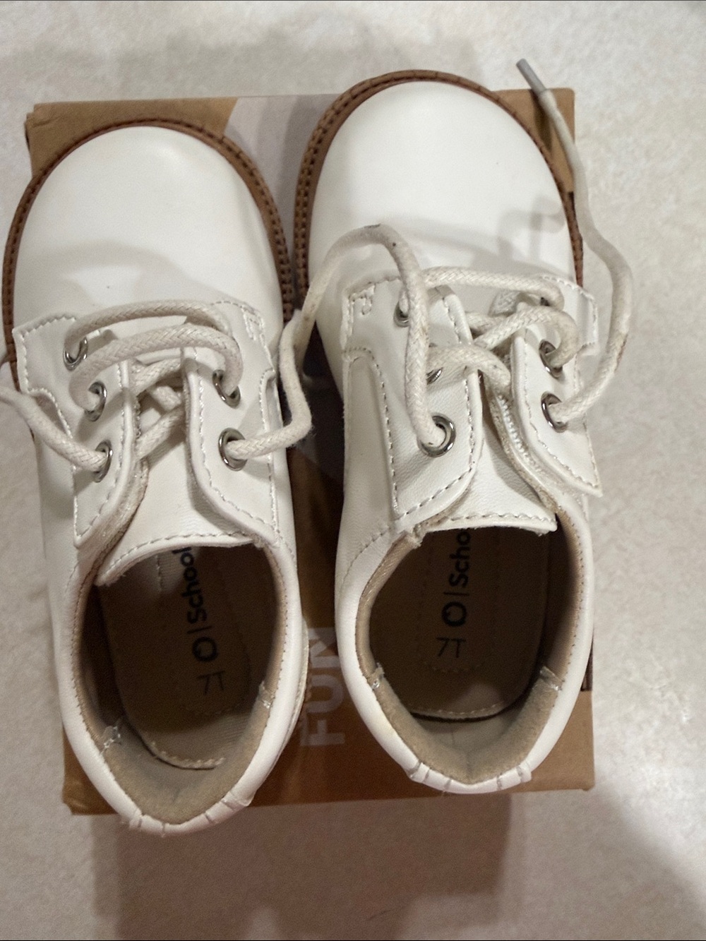 PatPat White Kids Lace-Up Dress Shoes
